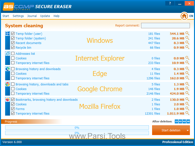 برنامه حذف ایمن فایل ها و اطلاعات مرورگر Secure Eraser